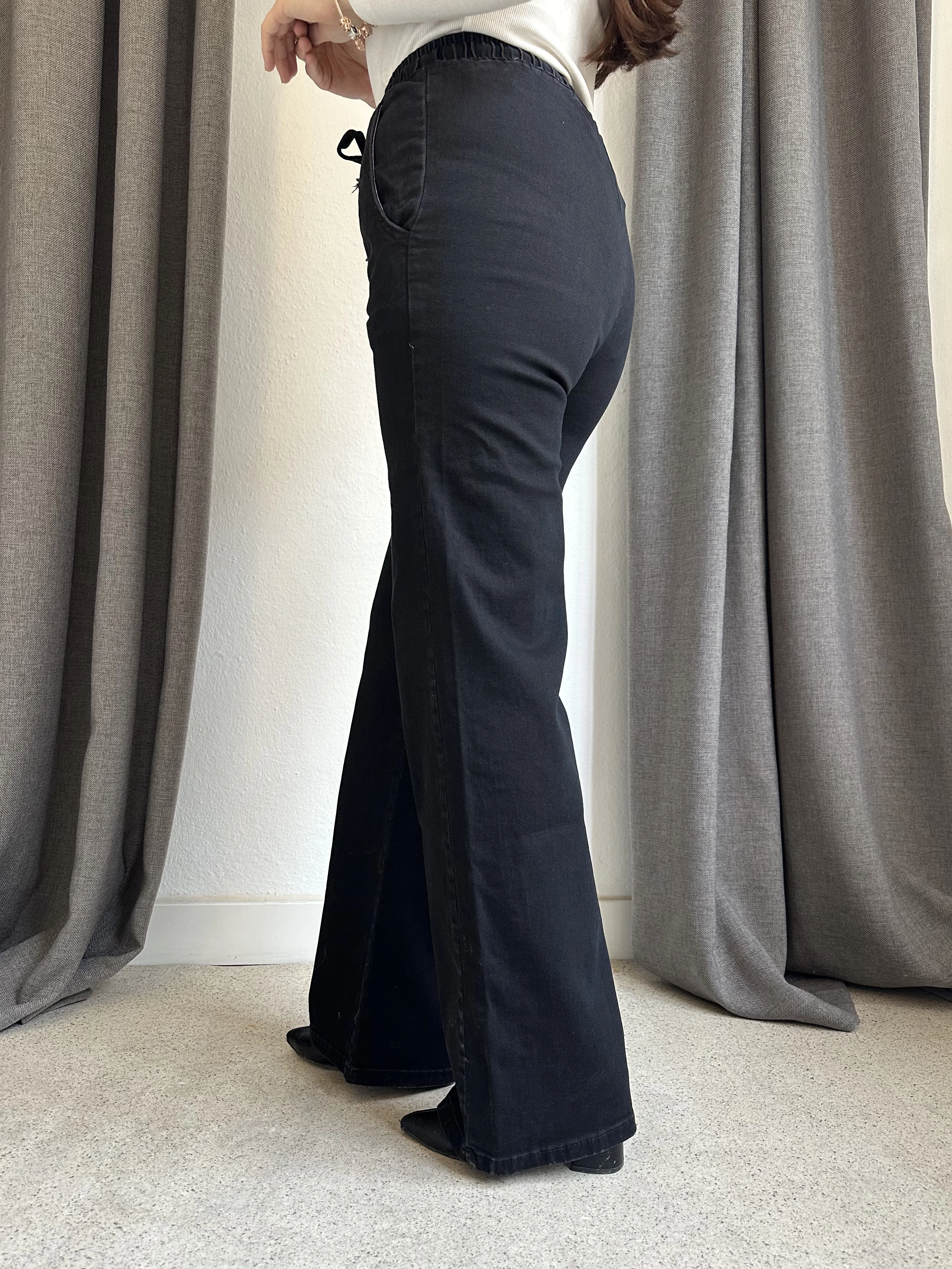 Beli Lastikli Palazzo Jean Pantolon
