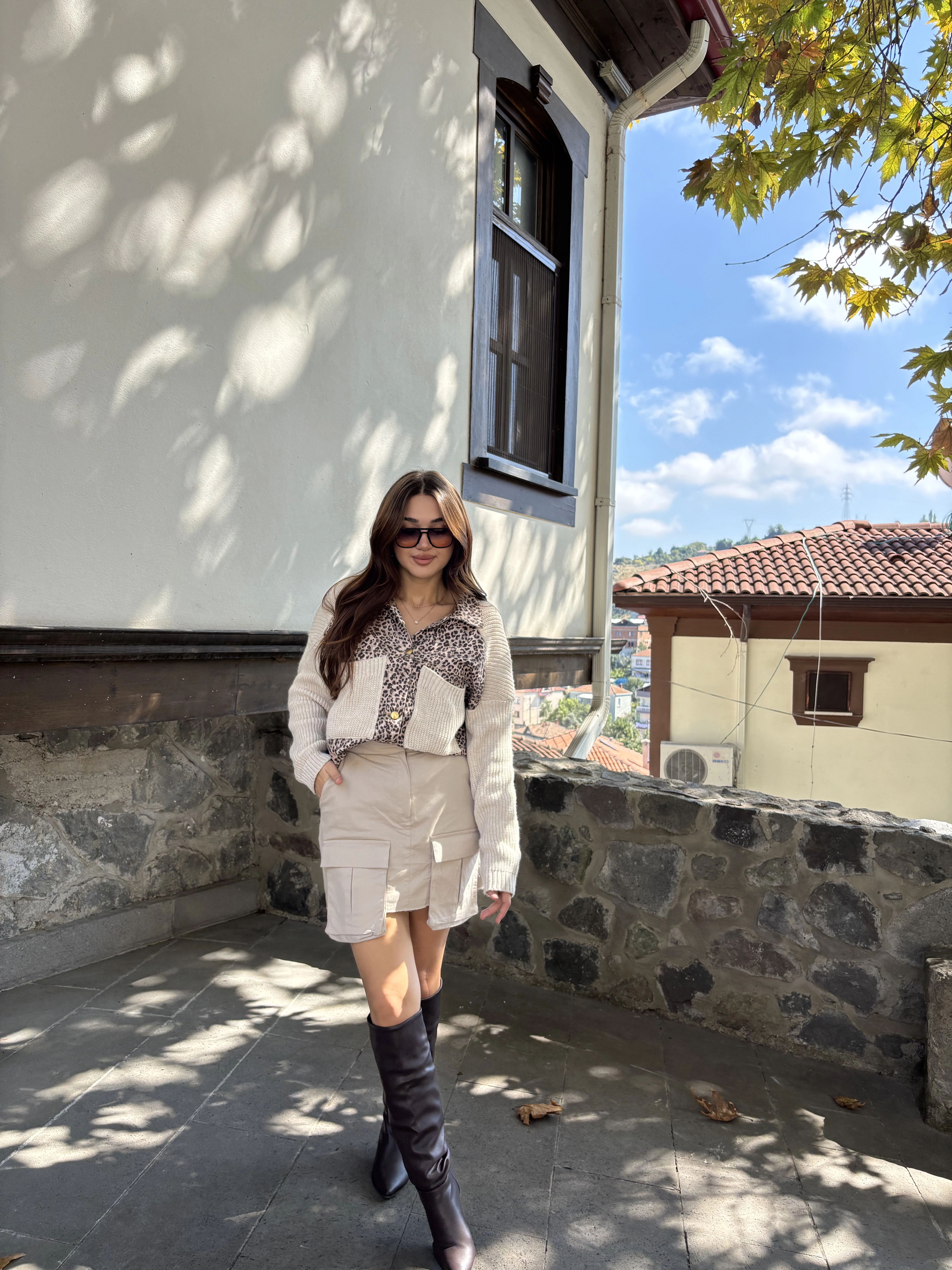 Leopar Desenli Triko Tasarım Hırka