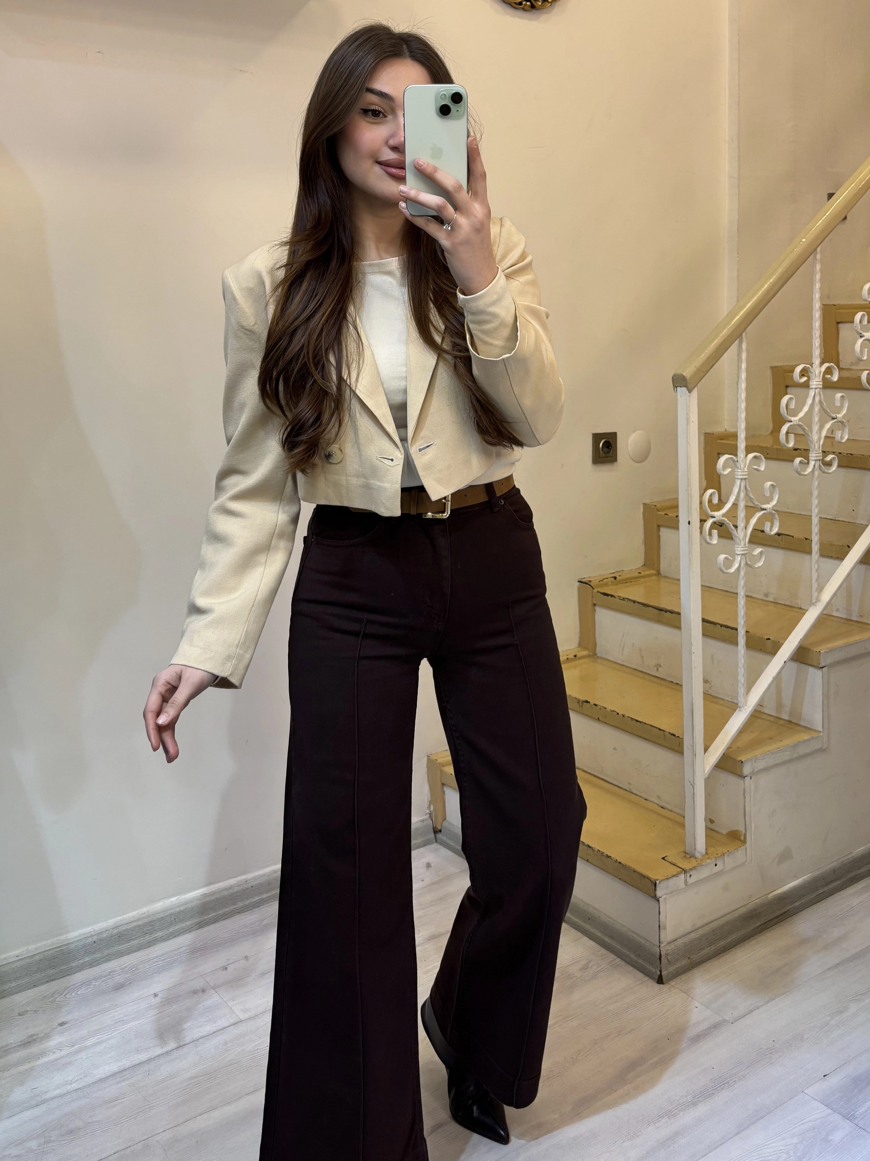 Keten Kısa Blazer Ceket