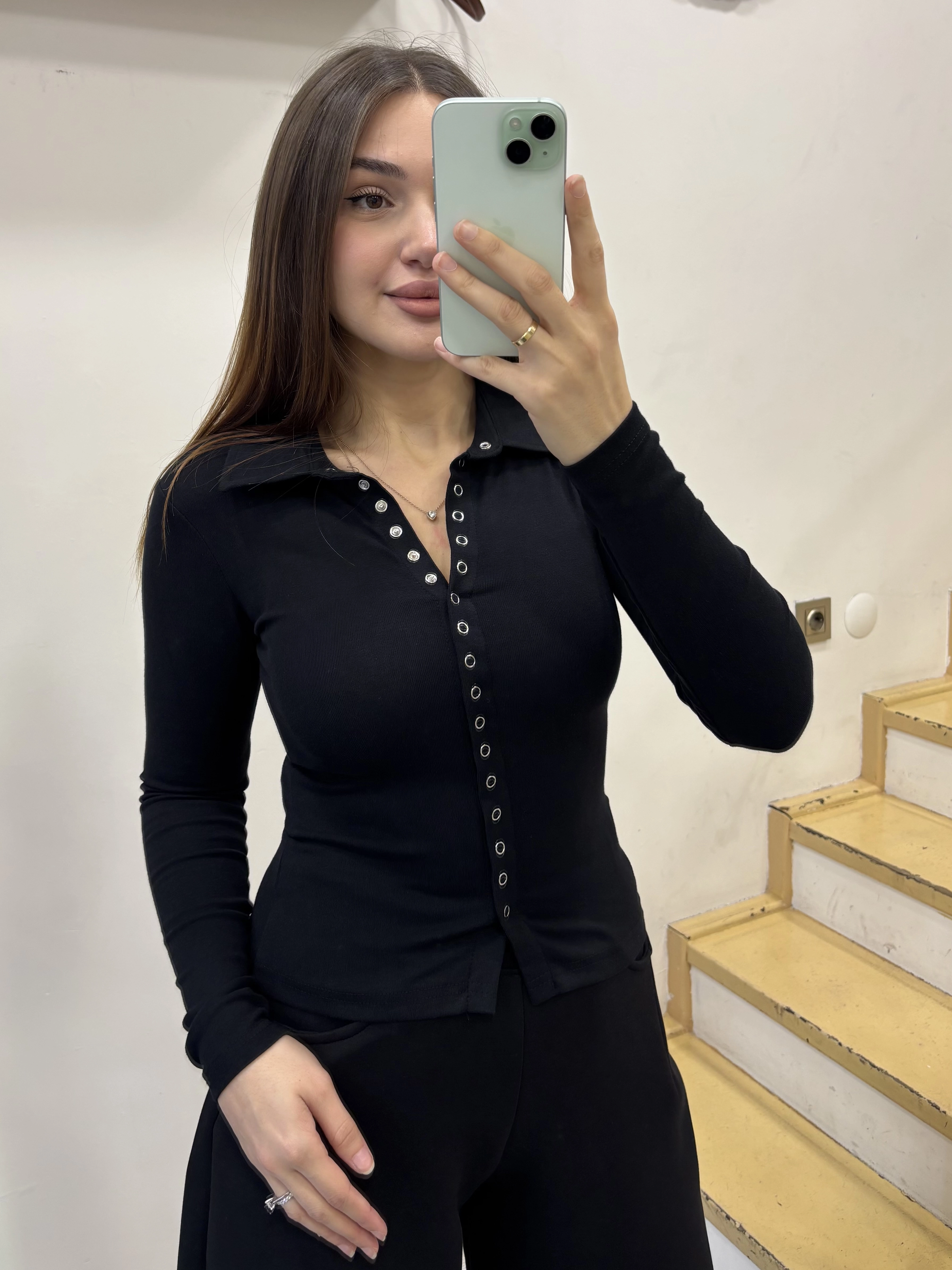 Çıtçıtlı Yüksek Yaka Body