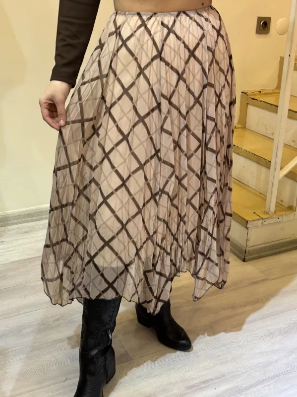 Ekose Şifon Etek