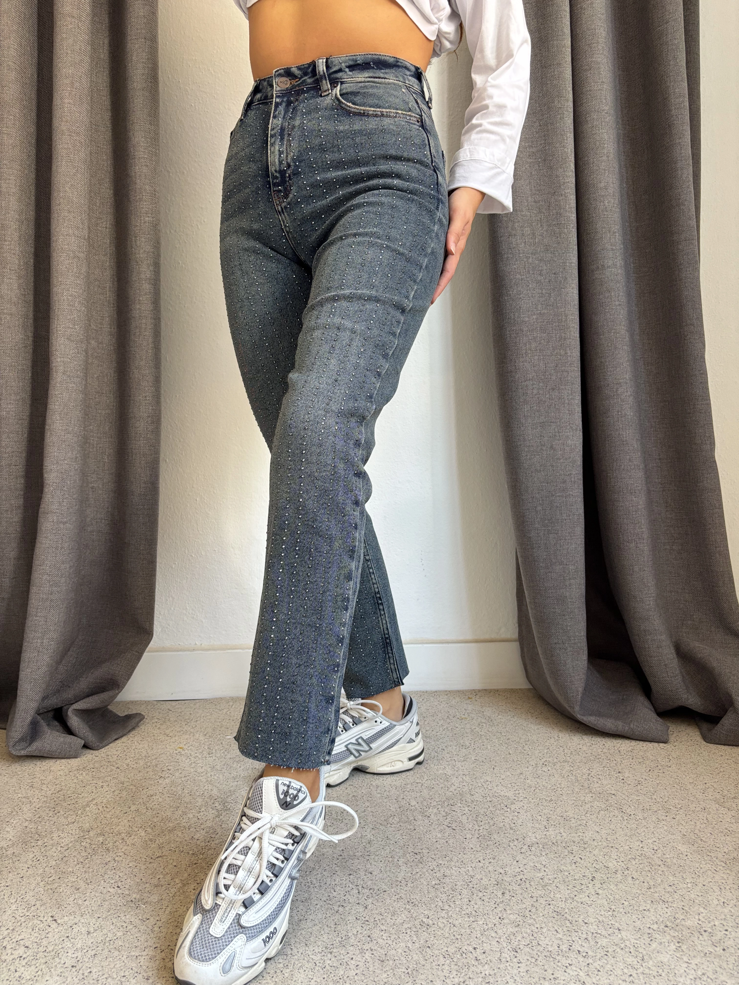 Silmeli Taşlı Jean Pantolon