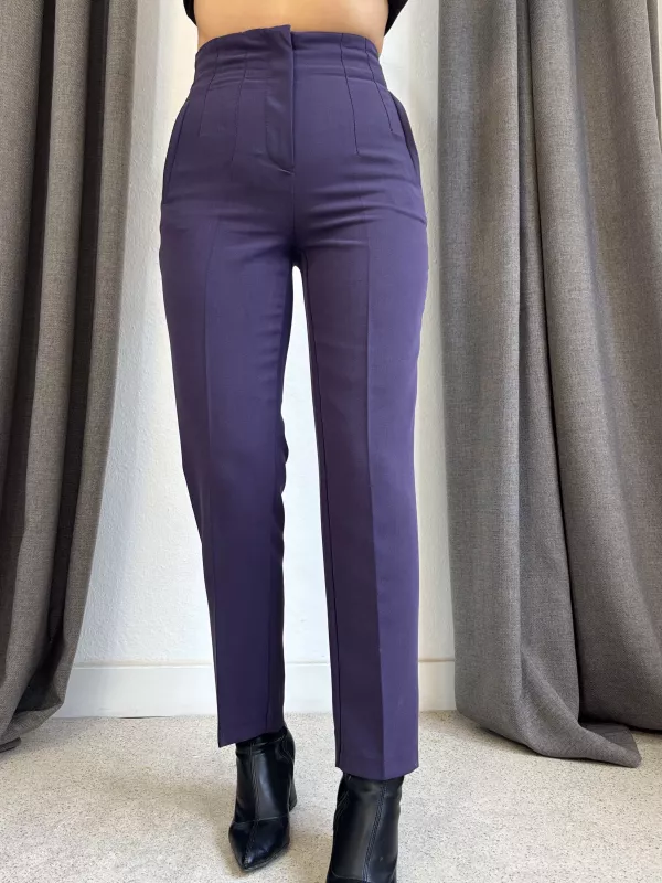 Flotalı Havuç Kesim Kumaş Pantolon