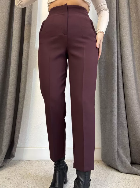 Flotalı Havuç Kesim Kumaş Pantolon
