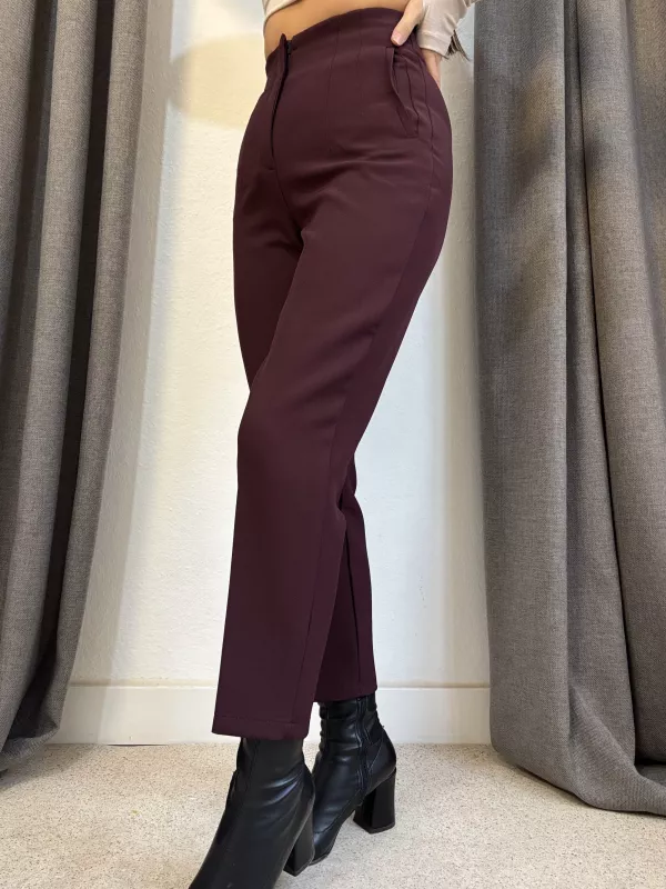 Flotalı Havuç Kesim Kumaş Pantolon