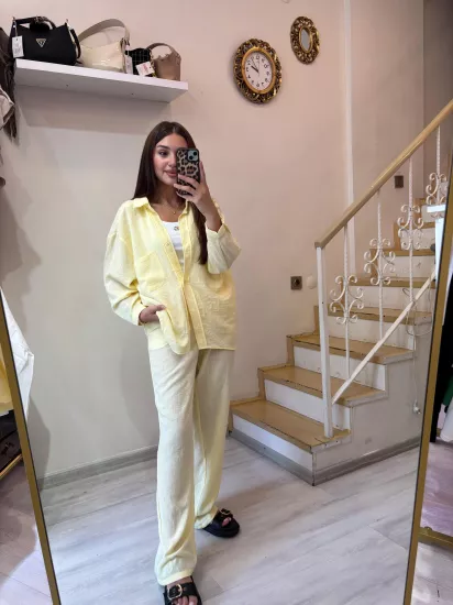 MİA Gömlek Pantolon Keten  İkili Takım
