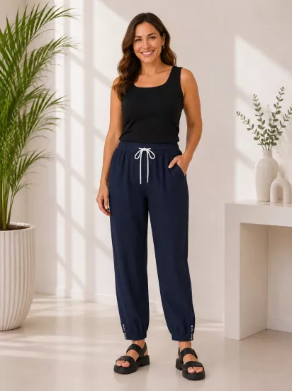 Bel lastikli Paça Detaylı Pantolon 