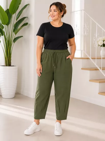 Keten Beli Lastikli Havuç Model Pantolon 