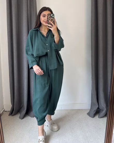 Tensel Kumaş Gömlek Pantolon Takım