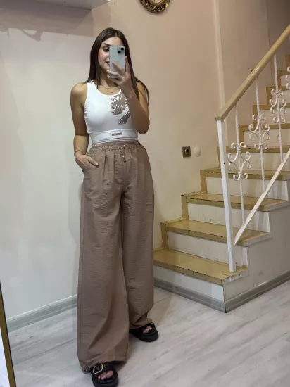 Bilekten Lastikli Pantolon Crop Takım