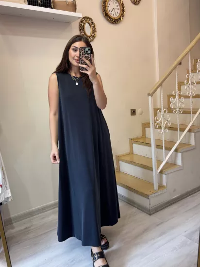 Modal Kumaş Bisiklet Yaka Elbise