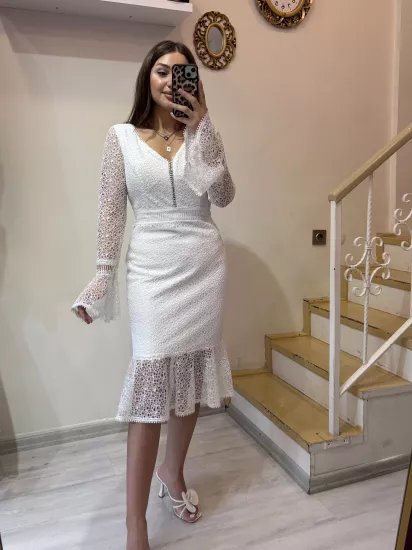 Dantel Detaylı Abiye Elbise