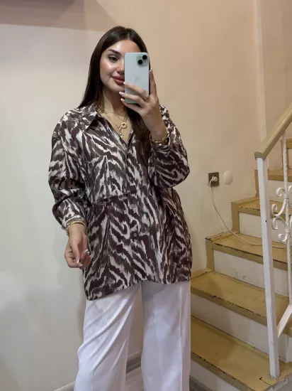 Desenli Oversize Gömlek