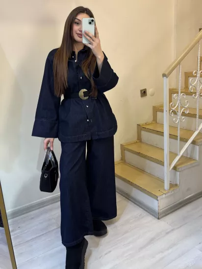 Lastikli Bol Paça Jean Pantolon