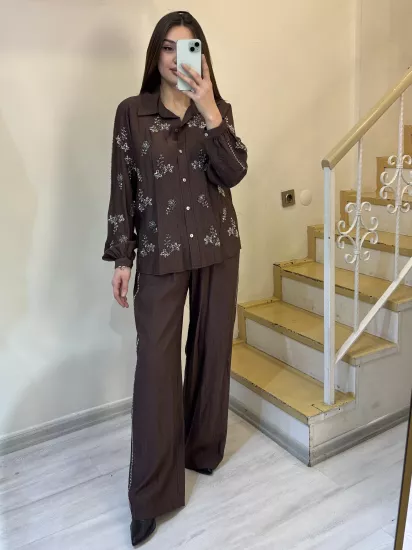 Taşlı Gömlek Pantolon Takım