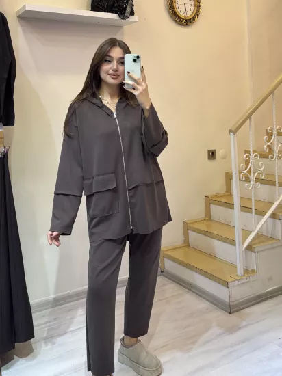 Kapüşonlu Fermuar Detaylı Modal Takım