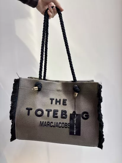 Büyük Boy Hasır İp Detaylı Kol Çantası