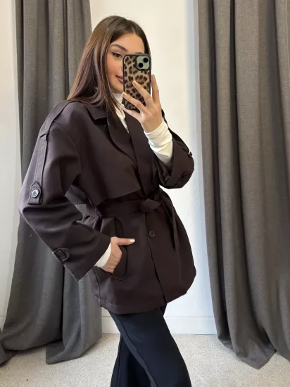 Astarlı Premium Kalite Yarım Boy Trençkot