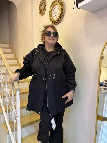 Payetli Tasarım Yağmurluk Ceket