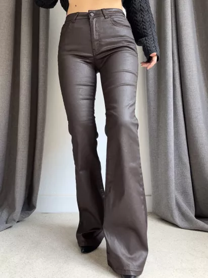 Mumlu Orta Bel İspanyol Paça Pantolon