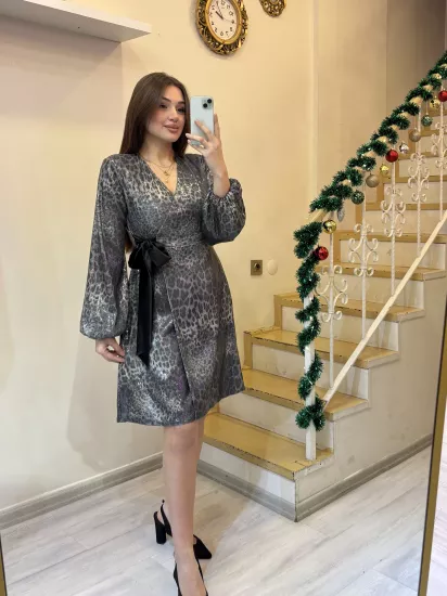 Leopar Payetli Elbise