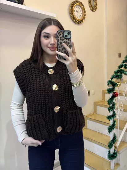 Selanik Örgü Gold Düğmeli Yelek