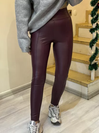 Yumuşak Dokulu Korseli Deri Tayt