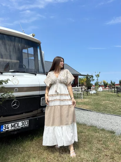 Keten İşlemeli Liya Elbise