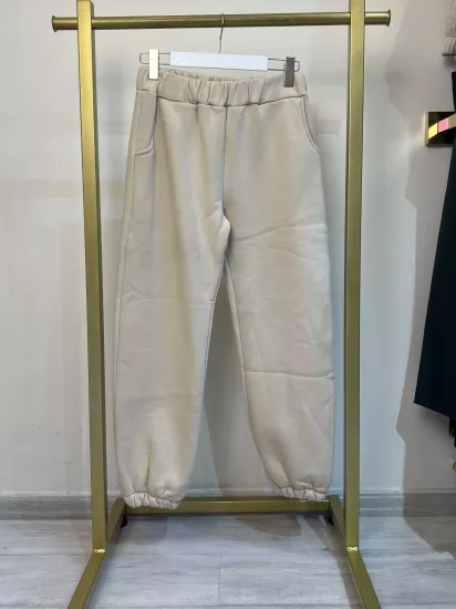 Krem Üç İplik Eşofman Altı