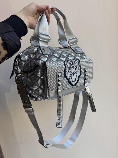 Payetli Gri Kaplan Çanta