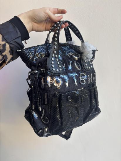 Payetli Siyah Çanta