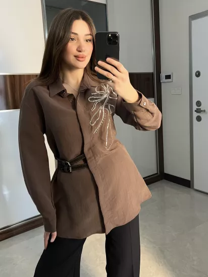 Robin Kemer Detaylı Taşlı Gömlek