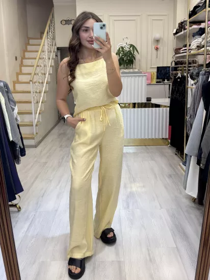 Jakarlı Bluz Pantolon Takım