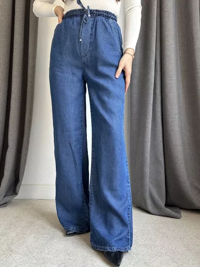 Beli Lastikli Palazzo Jean Pantolon