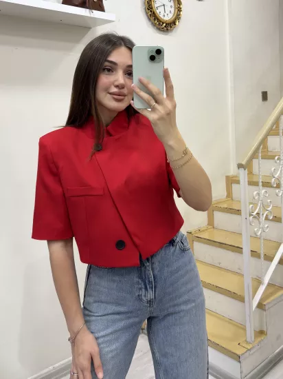  Astarlı Yarım Kol Blazer Ceket