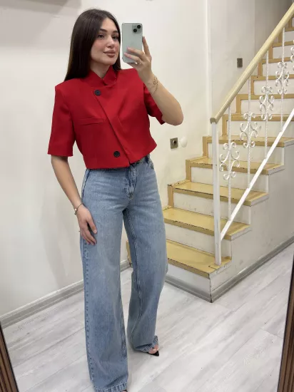 Likrasız Yüksek Bel Palazzo Jean