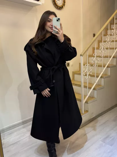 Premium Kaşe Kuşaklı Kaban