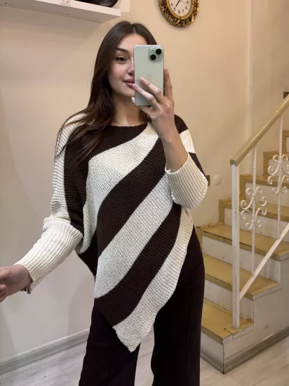 Üçgen Detat Çift Renkli Merserize Bluz