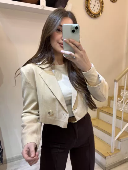 Keten Kısa Blazer Ceket