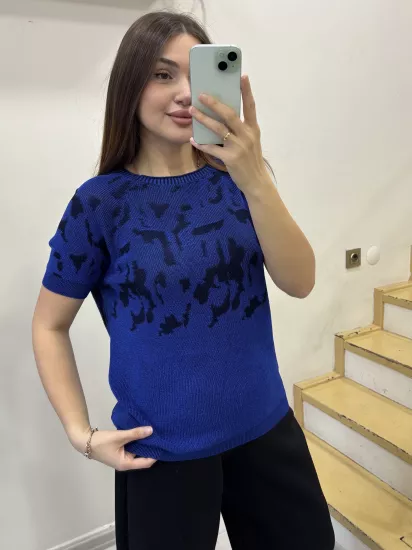 Desenli Merserize Bluz