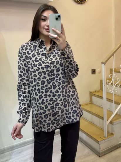 Leopar Desenli Modal Gömlek