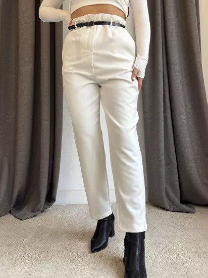 Pensli Flotalı Dar Paça Kemerli Pantolon