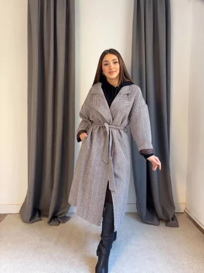 Balıksırtı Kuşaklı Kaşe Kaban