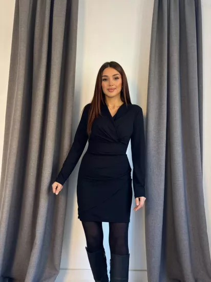 Kruvaze Uzun Kol Elbise