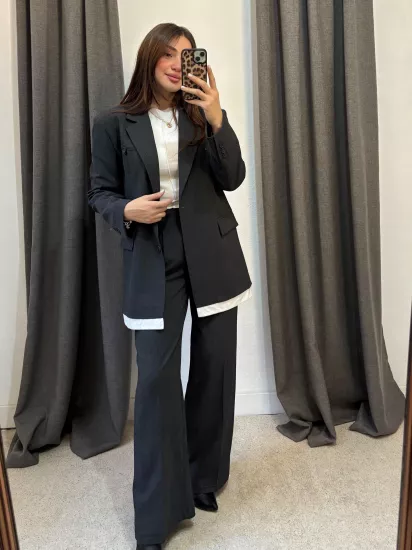 Şerit Detaylı Ceketli Takım