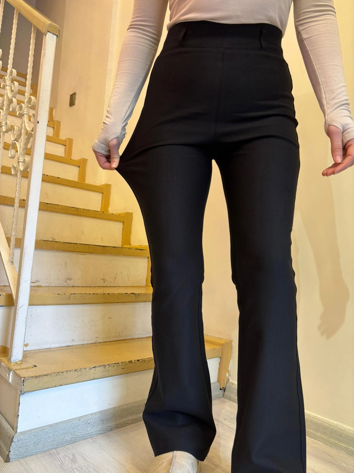 Punto Kumaş Toparlayıcı İspanyol Pantolon